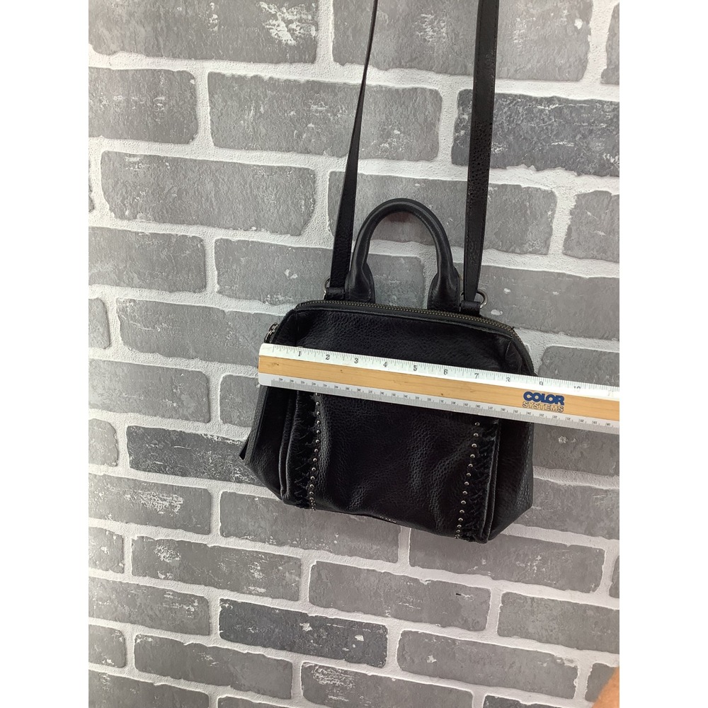 The Sak Black Pebbled Leather Convertible Backpack Crossbody Bag Studded Trim - Picture 4 of 8